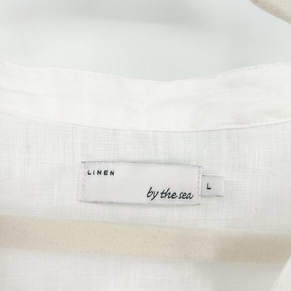 By the Sea Womens Beachy Coastal Lagenlook 100% Linen Long Sleeve Blouse Size L - Picture 2 of 6